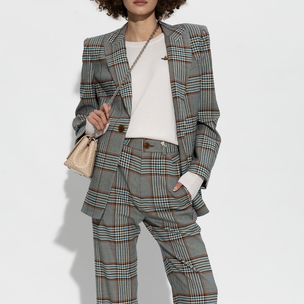 NWOT Vivienne Westwood aw23-24 Grey-Blue Tartan Lelio Jacket